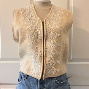 Marisa Christina XL Vintage Wool Beaded Sweater Vest